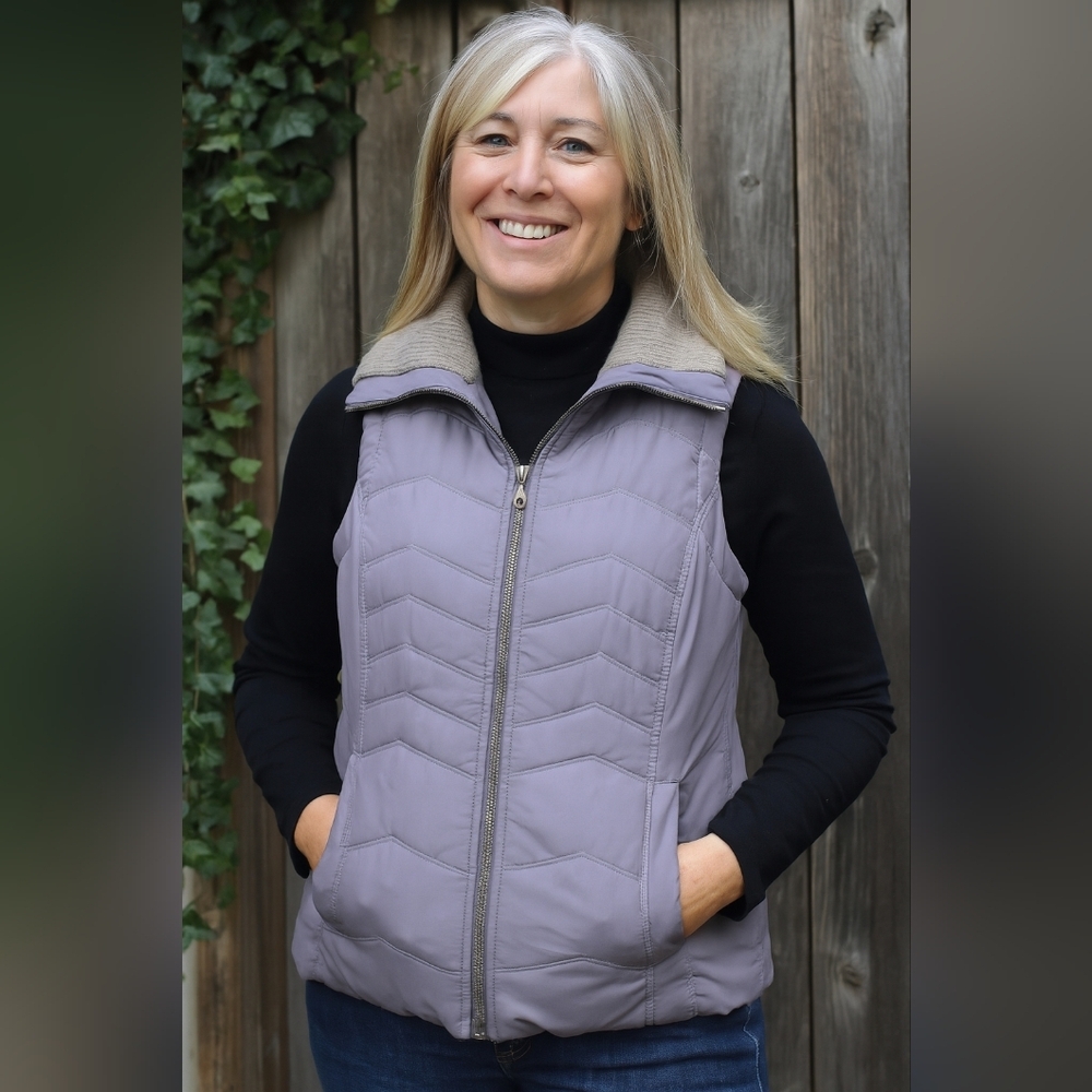 AVENTURA Butterly Purple Lavender Chic Preppy Sleeveless‎ S Quilted Vest